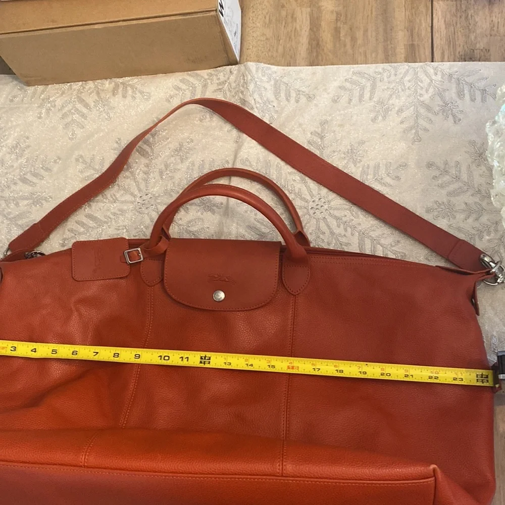🌾Longchamp Rich Orange 🌾XLarge Leather Travel ✈️ Bag🌾 - Picture 11 of 17